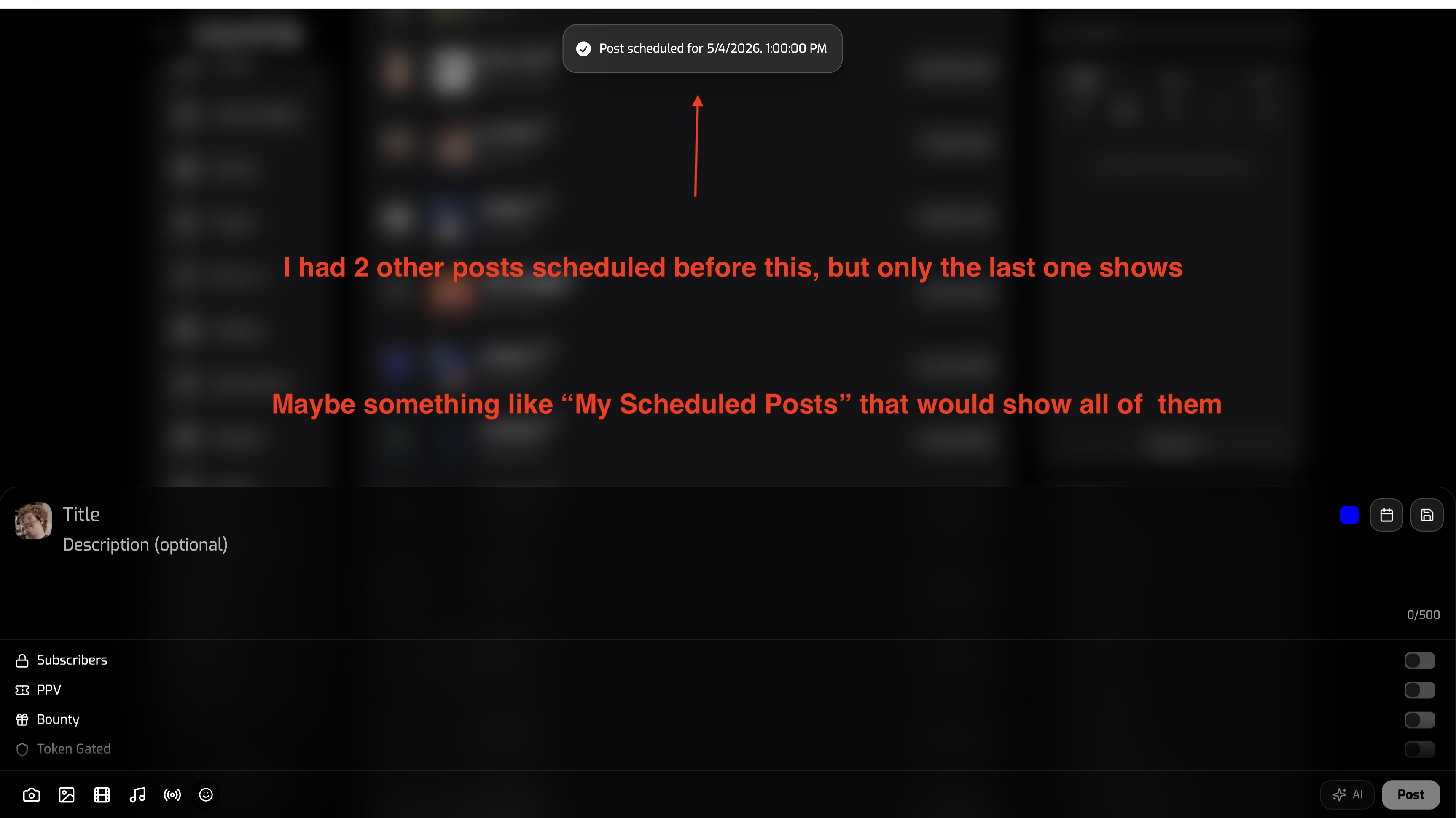 Ability to see schedule of ALL scheduled posts