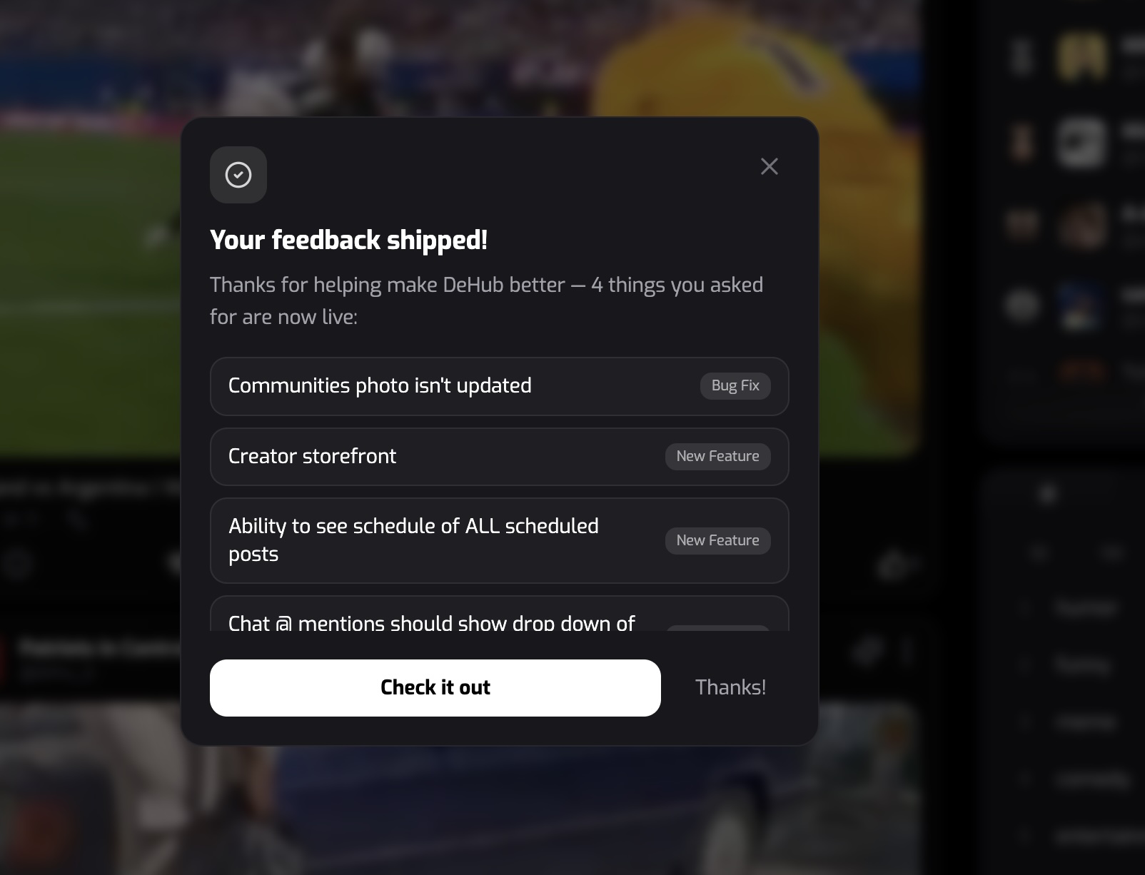 feedback has shipped message keeps coming back