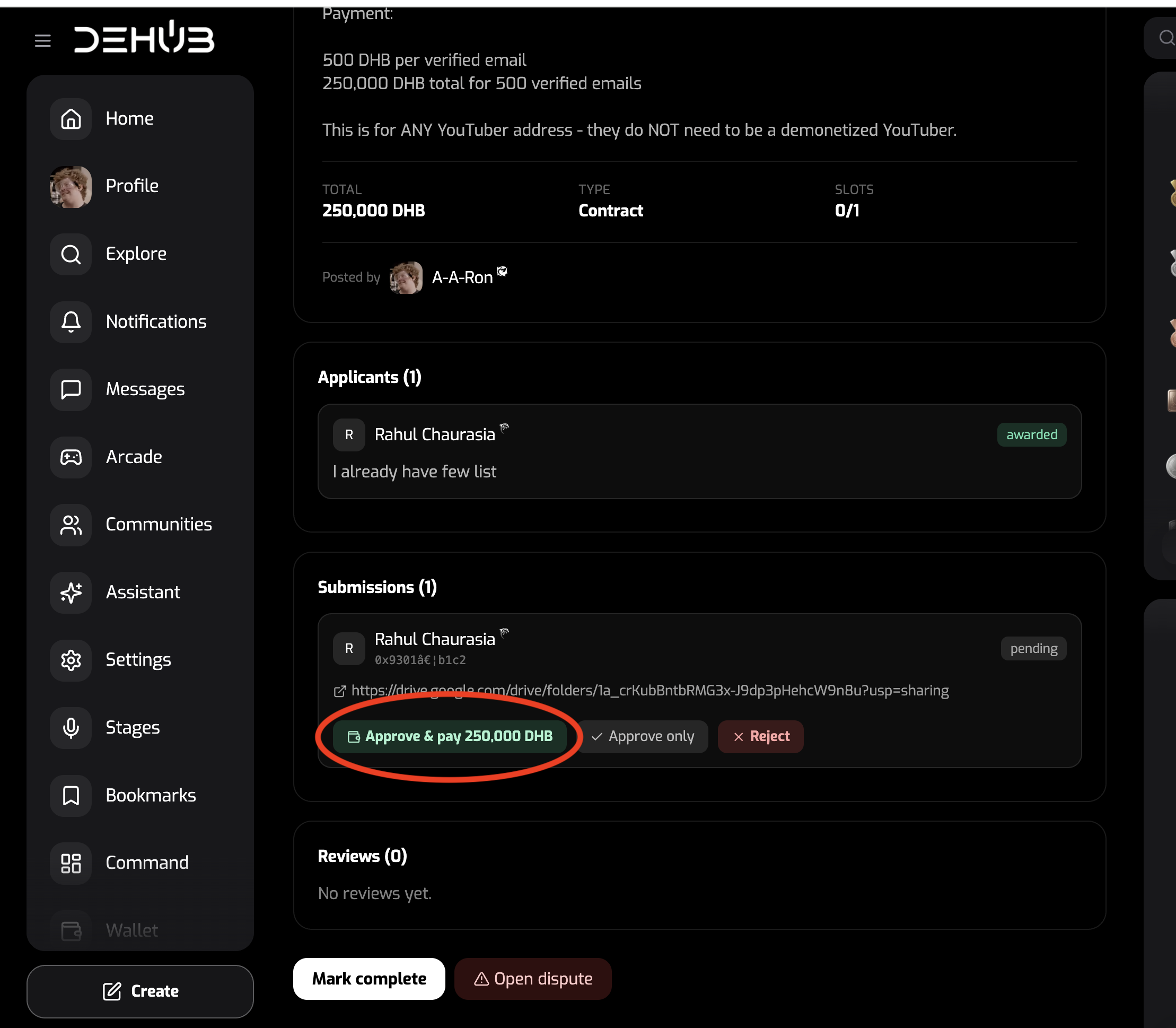 bounty approval payment option still shows AFTER payment has been made
