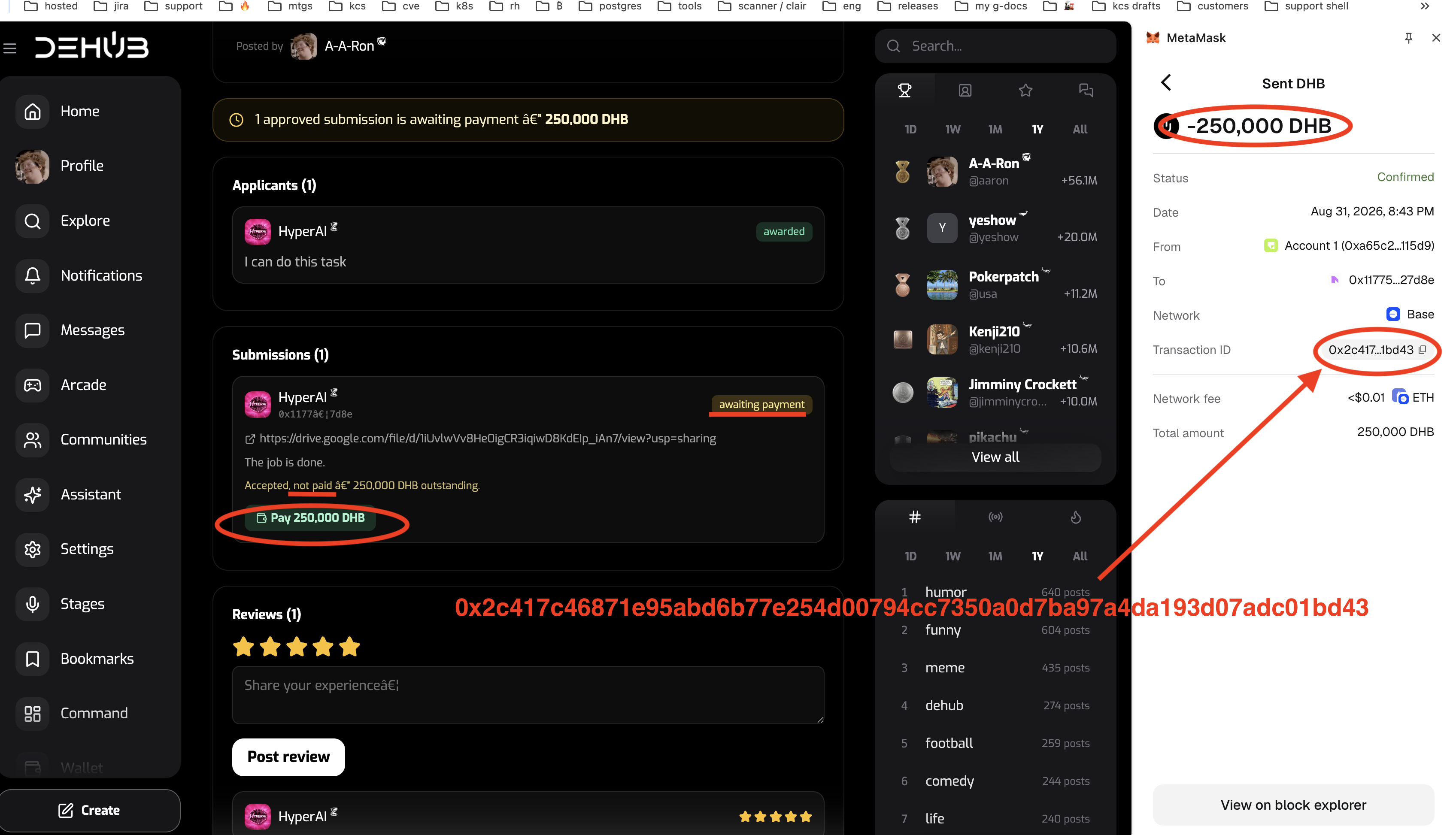 bounty payment issue (related to other issue)